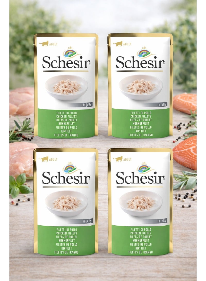 طعام رطب للقطط البالغة فيليه الدجاج في الهلام